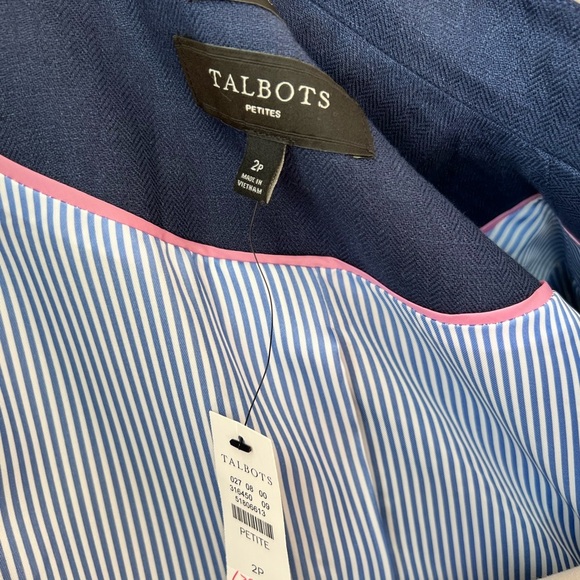 LINEN Talbots Classic Single Button Navy Blue Blazer with Nautical Details 2P - Picture 5 of 6